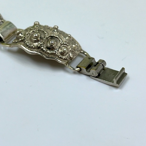 Antique 925 Sterling Silver Gothic Style Bracelet 7.5 Inches Long - Picture 8 of 9